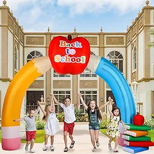 Sosation 8 ft Back to School Inflatables Arch First Day of School Blow up Archway Colorful Book Pencil Inflatable Arch with Build in LED Lights for Back to School Party Indoor Outdoor Decorations