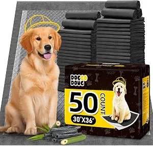 Dog Pee Pads for Dogs XXL 30"x36" Charcoal Puppy Pads 50 Counts Extra Large Disposable Activated Carbon Super Absorbent Full Edge-Wrapping Odor-Control Training Pads with Adhesive Tabs