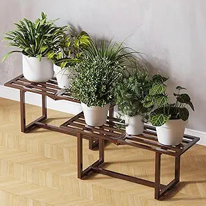 2-Pack Elegant Mid-Century Modern Metal Tiered Plant Stand Robust 330 lbs Capacity Versatile Indoor Outdoor Display for Living Room, Patio & Balcony Coffee