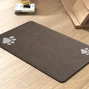 Pet Feeding Mat-Absorbent Dog Mat for Food and Water Bowl-No Stains Quick Dry Water Dispenser Mat-Dog Accessories Pet Supplies-Bowl for Messy DrinkersBrown,17"x28"
