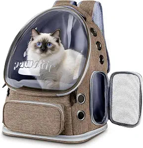 Cat Backpack Carrier with Large Space Bubble Window, Airline Approved Breathable Pet Carrier for Small Dogs Cats up to 15lbs, Foldable for Travel Hiking & Outdoor Use
