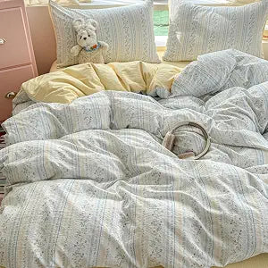 BOLINLIVING Vintage Floral Duvet Cover Set Full Size, Blue & Yellow