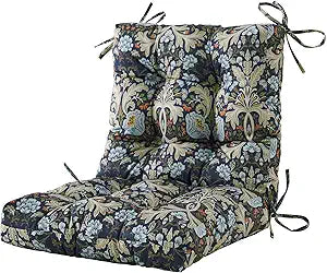 ARTPLAN Outdoor Furniture Chair Cushions Seat & Low Back,40"x20"x4",Tufted Thick Patio Outside Wicker Chair Seat Cushion Clearance with Ties for Outdoor Furniture,1 Count,Floral