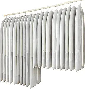 20 Pack Combo Size Clear Garment Bags for Hanging Clothes with Full Zipper for Closet Storage, Clothes Cover For Hanging, Wardrobe Bags for Hanging Clothes.(120 x 60CM x 10P, 100 x 60CM x 10P)
