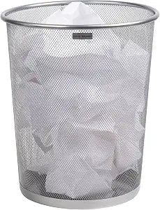 Mind Reader Mesh Trash Can, 16.65L(4.4 gal), Waste Paper Basket, Round, Office, Metal Mesh, Silver
