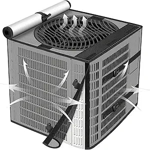 2 in 1 Air Conditioner Covers for Outside, 36"W x 36"D x 39"H Breathable Mesh AC Covers for Outside, Air Conditioner Cover with Waterproof Top AC Cover for Outside Unit for All Seasons, Black