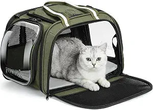 Pecute Cat Carrier for Dog Pet Carrier with Bubble Window, Stable Large Space Pet Carrier,Breathable Soft-Sided Dog Carrier with Locking Zippers Sunshade Pet Travel Bag for Small Dog Cat,Olive Green M | Breathable, Stable, Bubble Window, Locking Zippers
