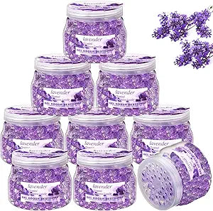 9 Pcs Air Freshener Gel Bulk Odor Eliminator Beads 10 Ounces Long Lasting Air Freshener Scent Beads for Home, Office, Bathrooms, Cars, Boats, Rvs and Pet Areas(Lavender)