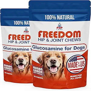 Pup Labs Freedom Joint Chews, Dog Glucosamine Packed with Super Nutrients, Delicious Hip and Joint Chews for Dogs, Pain Relief for Dog Joints to Keep Your Pup Happy and Active, Made in USA, 2-Pack