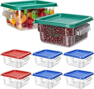Lallisa 8 Pcs 2 Quart Food Storage Containers with Lids Clear Square Polycarbonate Marinating Container Dough Bucket with Lid(Multicolored)