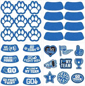 Gameza 204Pcs Blue Face Glitter Eye Black Stickers, Football Baseball Glitter Eye Stickers, Breathable Softball Sticker Party Favors for Lacrosse Fans Spirit Week Blue Accessories