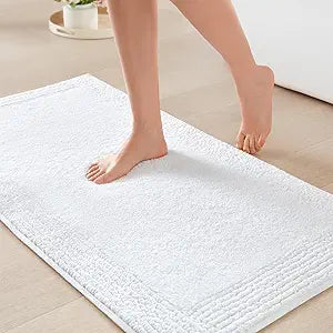 Madison Park Splendor Reversible 100% Cotton Tufted Bathroom Rug-3000 GSM Hotel Quality Luxurious Plush Medium Pile Bath Mat Absorbent, Quick Dry, Shower Room Dcor, 21x34, White