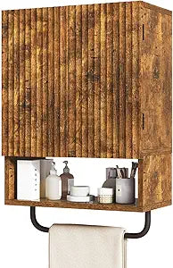IBUYKE Bathroom Wall Cabinet, Small Medicine Cabinet with Towel Bar,Over The Toilet Bathroom Storage Cabinet with Adjustable Shelf for Bathroom, Living Room, Kitchen UWBS003H