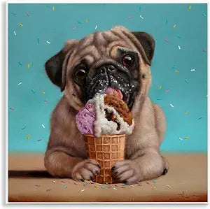 Neapawlitan Ice Cream Dog Humor, 12 x 12 Inch Mounted Print on Wall Plaque