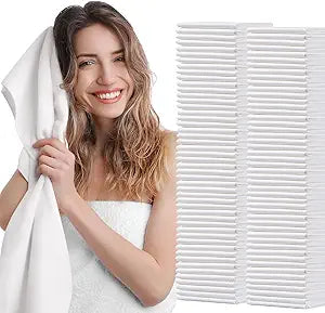Disposable Hair Drying Towels, 100 Count Super Absorbent Large Luxury, Salon & Spa Camping Trips for Hair, Face, Body Use16" x 31.5"