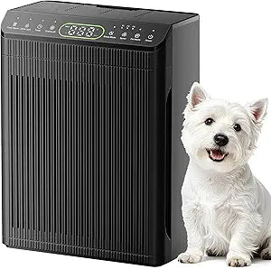 Air Purifiers for Home Large Room, Air Purifier up to 2200sq.ft, PM2.5 Air Quality Display, Sleep Mode with Fragrance for Smoke Dust Odors, ET066, White, 1Pack+3Modes