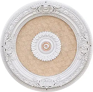 Petite Round Chandelier Ceiling Medallion or Fan Medallion, 24 Inches, White