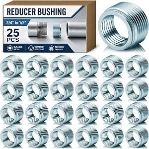 Gisafai 25 Pack Reducer Bushing 3/4" to 1/2" Reducer Threaded Bushings Galvanized Steel for Electrical Conduit Connections