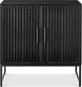 Best Choice Products Slatted Sideboard Buffet Cabinet, Entryway Table, Accent Storage Cabinet, Console Table for Hallway, Living Room, Dining Room  Black