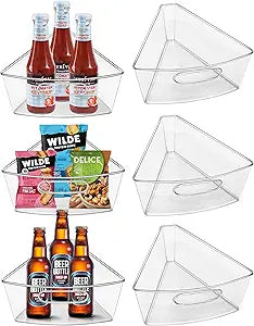 JOWBOOW Lazy Susan Organizer Bins for 28"-29" Diameter Corner Cabinet Lazy Susan, 6 Pack, Clear Plastic Cabinet and Pantry Storage Bin, 1/8 Wedge-Food Safe, BPA Free