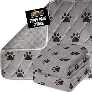 GORILLA GRIP Washable Puppy Pads, 46x28 Pack of 2, Slip Resistant Dog Crate Mat, Waterproof Cloth Pee Pad for Training Puppies in Playpen, Reusable Pet Incontinence Blanket, Protects Sofa, Furniture