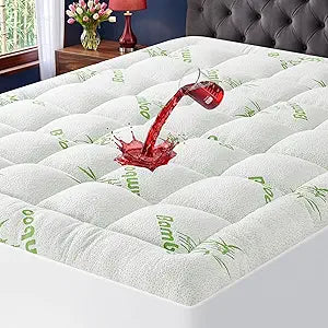 Waterproof Queen Size Mattress Topper Viscose Derived from Bamboo, Extra Thick Mattress Pad for Back Pain, Cooling Mattress Protector with Deep Pocket 8"-21", Green,Queen