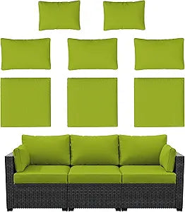 8p Outdoor Cushion Slipcovers Outdoor Patio Cushions Covers Replacement Waterproof with Zipper for 3-Seat Outdoor Rattan Sofa Patio Furniture Cushion Covers Sand, Covers Only