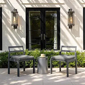 Patio Dining Chairs Set of 2, 420lbs Heavy Duty Outdoor Metal Chairs with Removable Cushions, 105 Ergonomic Back, Weather & Rust Resistant Furniture for Deck, Garden, Porch, Bistro, Grey