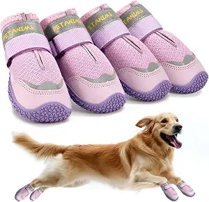 Petanims Dog Shoes for Large Dogs, Medium Dog Boots & Paw Protectors for Winter Snow, Breathable Dog Booties for Hot Pavement, Hardwood Floors Purple Size 5
