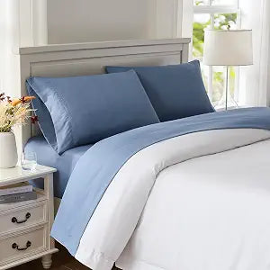 Cozy Soft Cooling 4 piece Sheet Set - Luxurious, Supreme Soft and Cozy Microfiber Bed Sheets - Includes Flat Sheet, Fitted Sheet with Deep Pockets, & Pillowcases & Easy Care- Blue King