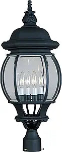 Maxim Lighting Crown Hill 4-Light Outdoor Post Light | Black Finish | Clear Glass Shade | Traditional Driveway Garden Post Lantern | 1038BK