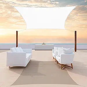 Colourtree 14' x 16' White Sun Shade Sail Rectangle Canopy Fabric Cloth Screen, Water Permeable & UV Block UPF50, Heavy Duty, Carport Patio Outdoor - (We Customize Size)