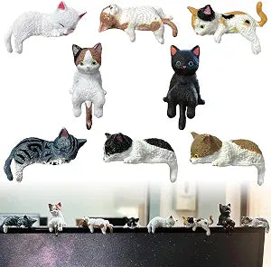 8 Pcs Mini Cat FigurinesTiny Desk Cats for Computer Monitor, Shelves,Car DashboardsOffice Desk Decor, Small Resin Cat for DIY Accessories, Dollhouses Interior decorationss, or Party Favors