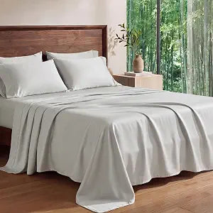 100% Rayon Derived From Bamboo Sheet Set 3 Piece Twin Size - Light Grey