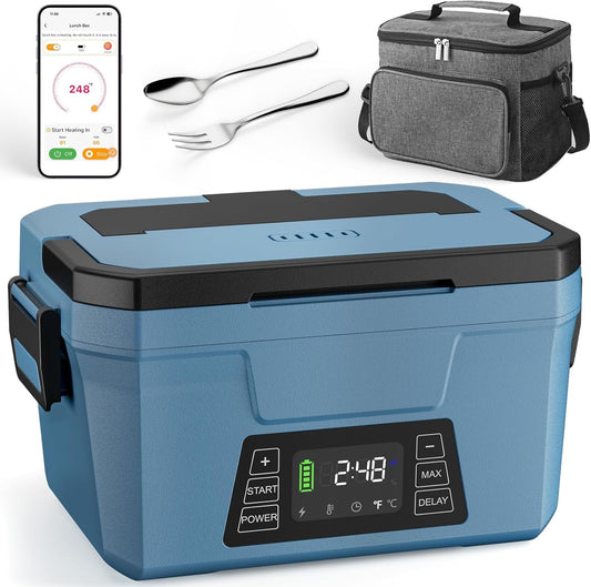Cordless Electric Lunch Box for Adults, APP Control Heated Lunch Box for Men Food Warmer 9000mAh Rechargeable Lunch Box 248 Self Heating Lunch Box, 5-sided Fast Heated lunchbox for Work\/Outdoor\/Gifts
