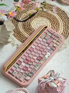 Pink Rose Keycaps Cherry Profile PBT Keycaps for 60% 65% 75% Mechanical Keyboards Dye Sub Full Size 128 Keys for MX Switches Custom Gaming Keyboard