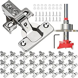 BESTEEL 24 Pack 1/2 inch Overlay Soft Close Cabinet Door Hinges for Kitchen Cabinet Hinges, 100 Degree Opening Angel, Stainless Concealed Kitchen Cabinets Hinge Self Closing with Drilling Tool &Manual