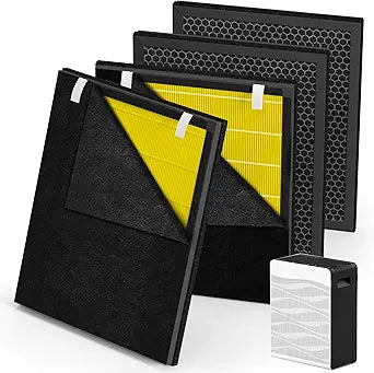 C300 Replacement Filter Compatible with Mooka C300 Air Purifier, H13 True HEPA Enhanced Pet Care Version and Deodorization Activated Carbon Air Replacement Filter + 4 Pack Extra Pre-Filter(Pet,4Pack)