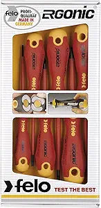 Felo 07157 53169 Ergonic Insulated Slotted & Phillips Screwdrivers, Set of 6