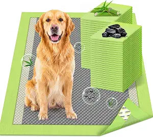 CROCI Dog Pads Extra Large, 28"x34" Pee Pads for Dogs, 2X Odor-Control with Charcoal & Bamboo Material, 4-Corner Adhesive Tabs, Super Absorbent & Leak-Proof, Disposable (40 Counts)