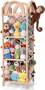 JOLLITO Stuffed Animal Storage Organizers,Large Capacity Wooden Cute Plushies Toy Zoo Holder and Storage for Toddler Rooms, Playrooms & Bedrooms