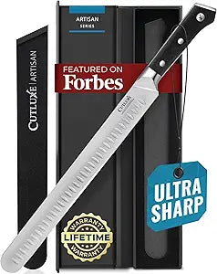 Cutluxe Brisket Knife  12" Carving & Slicing Knife for Meat & BBQ  Razor Sharp German Steel, Sheath Included, Ergonomic Full Tang Handle Design, Fathers Day Gift For Dad  Artisan Series