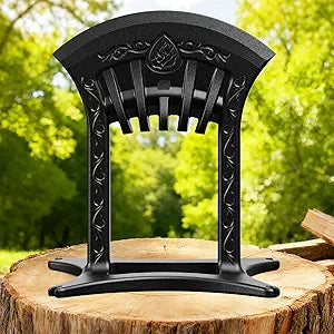 Firewood Kindling Splitter, Manual Log Splitter, Cast Iron Log Splitting Wedge, Heavy Duty Wood Splitter Tool with Cover (Black)