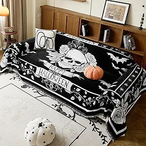 EVENHUG Halloween Sofa Cover Soft Washable Reversible Couch Cover Halloween Home Decoration Sofa Slipcovers for 2-3 Cushion Couch Chenille Furniture Protecror for Pets Dogs (71"x118", Rose)