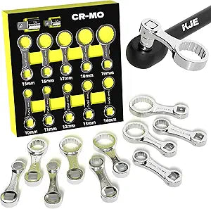 KJE 12PCS CR-MO Metric Torque Wrench Adapter Set(10-19mm), 12-Point 3/8" Square Drive Torque Wrench Extension Adapter, Extension Rod Repair Tool