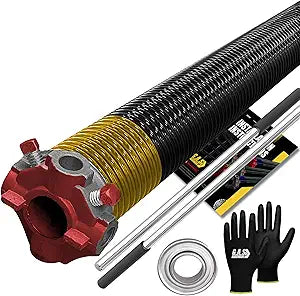 Garage Door Torsion Spring 250x2x34 Torsion Springs for Garage Door Repair Right Hand Wound Replacement for Left Side of Garage Door with 1" Steel Bearing, Gloves, Manual and Winding Bars (Red Cone)