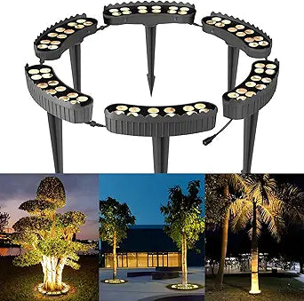 Gardencoin Outdoor Ring Tree Lights, 72W LED Landscape Uplighting for Trees, 3000K Warm White, Low Voltage IP65 Waterproof, 15.35" Inner Diameter, DC24V Driver Included, 10080 Lumens, Set of 6