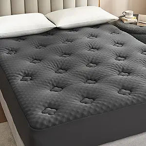 Hansleep Memory Foam Mattress Pad Topper Queen, Queen Foam Mattress Topper Viscose Derived from Bamboo, Queen Size Bed Mattress Pad Cover for Back Pain Relief, 60" x80", Charcoal Grey