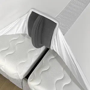 2-in-1 Fitted Sheet Attached Bed Bridge Twin (XL) to King Converter Kit | Split King Gap Filler for Adjustable Bed | White