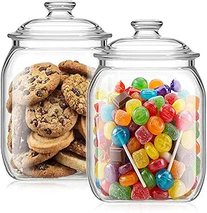 Suclain 2 Pack Acrylic Cookie Candy Jar with Lid Airtight Plastic Apothecary Jar Shatterproof Kitchen Food Storage Canister for Biscuits Snacks Coffee Beans Tea Pet Food (1 Gallon)